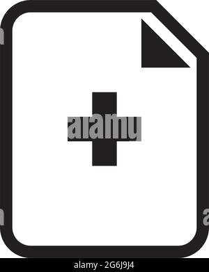 Aggiungere il vettore delle icone del documento con il simbolo più per l'applicazione aziendale e la finanza in un'illustrazione a forma di pittogramma Illustrazione Vettoriale