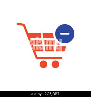 Icona glifo del carrello con meno. Rimuovere dal carrello. Firma e-commerce. Simbolo grafico per il design del sito Web, il logo, l'app, l'interfaccia utente. Illustrazione vettoriale, EPS Illustrazione Vettoriale
