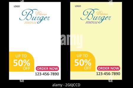 Delizioso menu Burger modello di poster Illustrazione Vettoriale