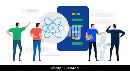React JavaScript linguaggio di programmazione moderno per la velocità della struttura di sito web tecnologia linea di codice Illustrazione Vettoriale