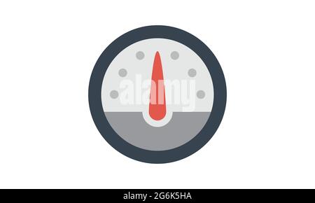 Elemento di progettazione isolato vettoriale icona tachimetro. Segnale indicatore di velocità. Internet veloce. Icona del tachimetro dell'auto. Logo Fast Speed Sign Illustrazione Vettoriale