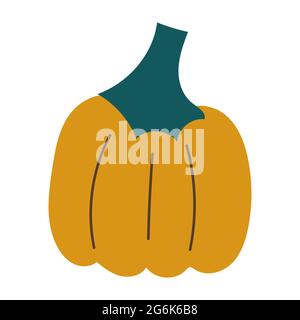 Icona di stile piatto della zucca. Segno di Halloween Illustrazione Vettoriale