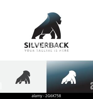 Logo Silverback strong Gorilla Big Monkey Jungle Mascot Illustrazione Vettoriale