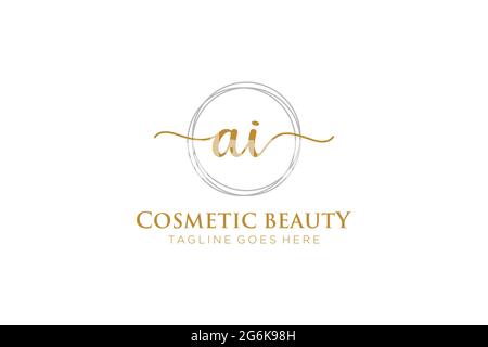 Ai monogramma di bellezza del logo femminile e design elegante del logo, logo di scrittura a mano della firma iniziale, matrimonio, moda, floreale e botanico con creativo Illustrazione Vettoriale