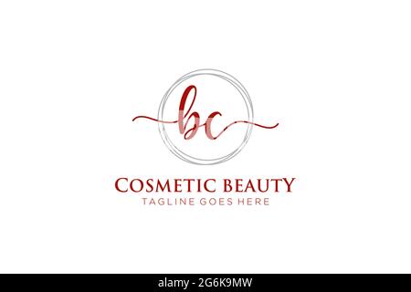 BC monogramma di bellezza del logo Femminile e design elegante del logo, logo di scrittura a mano della firma iniziale, matrimonio, moda, floreale e botanico con creativo Illustrazione Vettoriale