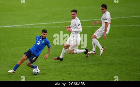 07 luglio 2021 - Italia v Spagna - UEFA Euro 2020 Semifinale - Wembley - Londra Lorenzo Insigne Italia Picture Credit : © Mark Pain / Alamy Live News Foto Stock