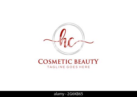 HC monogramma di bellezza del logo femminile e design elegante del logo, logo di scrittura a mano della firma iniziale, matrimonio, moda, floreale e botanico con creativo Illustrazione Vettoriale