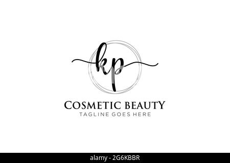 KP Monogramma di bellezza del logo femminile e design elegante del logo, logo di scrittura a mano della firma iniziale, matrimonio, moda, floreale e botanico con creativo Illustrazione Vettoriale