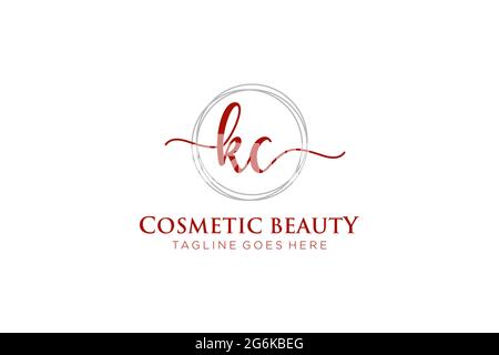 KC Monogramma di bellezza del logo femminile e design elegante del logo, logo di scrittura a mano della firma iniziale, matrimonio, moda, floreale e botanico con creativo Illustrazione Vettoriale