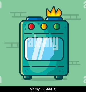 cucina elettrica stufa vettoriale illustrazione in stile piatto Illustrazione Vettoriale