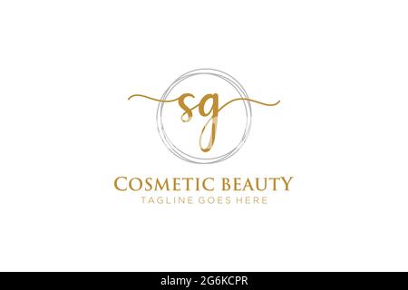 SG monogramma di bellezza e logo dal design elegante, logo scritto a mano di firma iniziale, matrimonio, moda, floreale e botanico con creatività Illustrazione Vettoriale