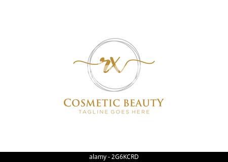 RX monogramma di bellezza del logo femminile e design elegante del logo, logo di scrittura a mano della firma iniziale, matrimonio, moda, floreale e botanico con creativo Illustrazione Vettoriale