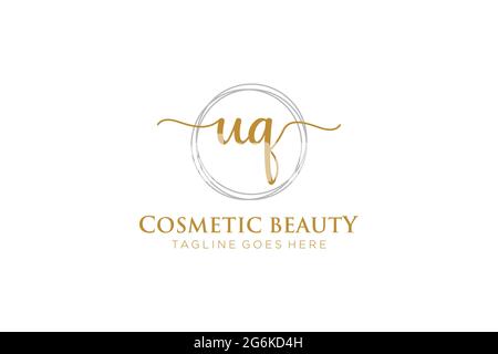 UQ Monogramma di bellezza del logo femminile e design elegante del logo, logo di scrittura a mano della firma iniziale, matrimonio, moda, floreale e botanico con creativo Illustrazione Vettoriale