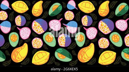 Motivo senza cuciture, vari frutti realistici maturi - illustrazione vettoriale Illustrazione Vettoriale