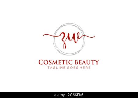 ZW Monogramma di bellezza del logo femminile e design elegante del logo, logo di scrittura a mano della firma iniziale, matrimonio, moda, floreale e botanico con creativo Illustrazione Vettoriale