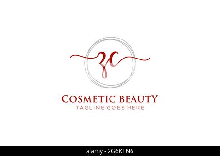 ZC Monogramma di bellezza del logo femminile e design elegante del logo, logo di scrittura a mano della firma iniziale, matrimonio, moda, floreale e botanico con creativo Illustrazione Vettoriale