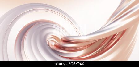 Colorato sfondo panoramico astratto: Curva geometrica oro rosa opaco. ( piastra posteriore dell'auto, immagine generata digitalmente dal computer di rendering 3D). Foto Stock