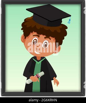 Un ragazzo in costume di laurea in foto immagine cornice Illustrazione Vettoriale