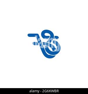 vettore di logo lineare delle curve della lettera b2 Illustrazione Vettoriale