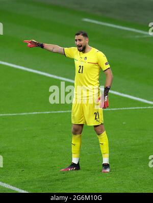 Londra, Inghilterra, 6 luglio 2021. Gianluigi DONNARUMMA di Italydurante la partita UEFA Euro 2020 al Wembley Stadium di Londra. L'immagine di credito dovrebbe essere: David Klein / Sportimage Foto Stock