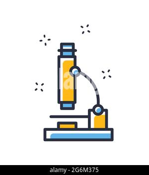 Icona vettore microscopio. Laboratorio microscopio isolato su sfondo bianco. Elementi di design, colorati. Elemento per concetti mobili e applicazioni Web. Piatto s Illustrazione Vettoriale