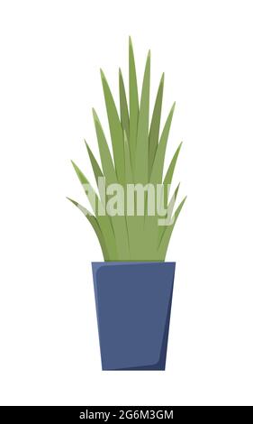 Illustrazione botanica con foglie e pianta. Bellissimo vaso di fiori con colorata vettore fiore icona piatta. Fiore colorato in vaso isolato icona piatta o Illustrazione Vettoriale