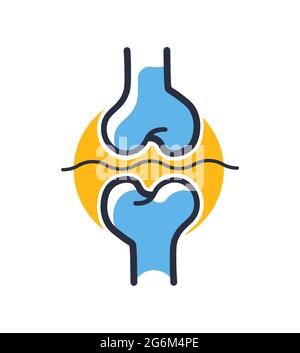 Icona delle articolazioni ossee. Articolazione ossea umana isolata su sfondo bianco. Elementi di design, colorati. Elemento per concetti mobili e applicazioni Web. Stile piatto vecto Illustrazione Vettoriale