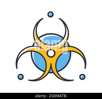 Icona del segnale di scarico contaminato. Allarme biologico a rischio biologico isolato su sfondo bianco. Elementi di design, colorati. Elemento per i concetti mobili e web A. Illustrazione Vettoriale