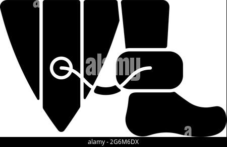 Indossa il guinzaglio da surf icona glifo nera Illustrazione Vettoriale