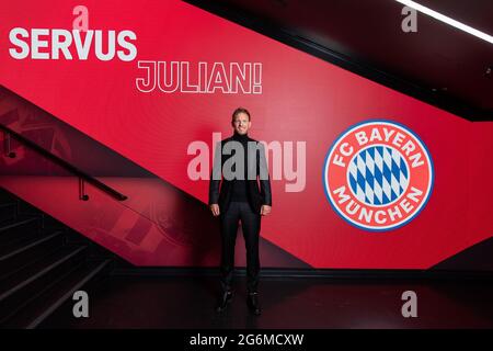 Monaco Germania 7 luglio 2021, calcio: FC Bayern Monaco presenta il team manager Julian Nagelsmann; Ritratto Julian Nagelsmann FC Bayern München via Mirafoto Foto Stock