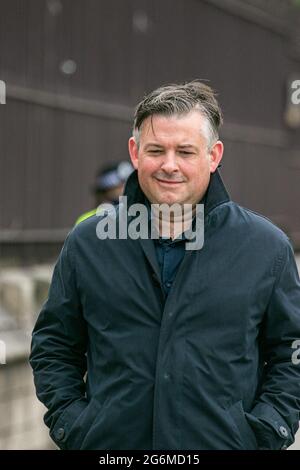 WESTMINSTER LONDRA 7 luglio 2021. Jonathan Ashworth, Shadow Secretary of state for Health and Social Care del Regno Unito e Labour MP for Leicster South in arrivo al Parlamento. Credit amer Ghazzal/Alamy Live News Foto Stock