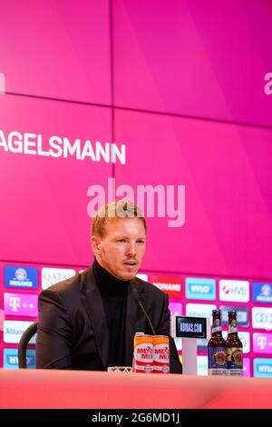 Monaco Germania 7 luglio 2021, calcio: FC Bayern Monaco presenta il team manager Julian Nagelsmann; Ritratto Julian Nagelsmann FC Bayern München via Mirafoto Foto Stock