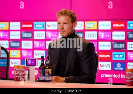 Monaco Germania 7 luglio 2021, calcio: FC Bayern Monaco presenta il team manager Julian Nagelsmann; Ritratto Julian Nagelsmann FC Bayern München via Mirafoto Foto Stock