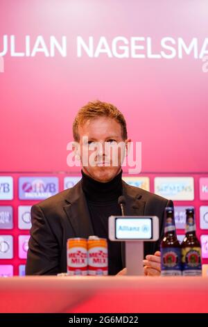 Monaco Germania 7 luglio 2021, calcio: FC Bayern Monaco presenta il team manager Julian Nagelsmann; Ritratto Julian Nagelsmann FC Bayern München via Mirafoto Foto Stock