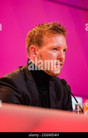 Monaco Germania 7 luglio 2021, calcio: FC Bayern Monaco presenta il team manager Julian Nagelsmann; Ritratto Julian Nagelsmann FC Bayern München via Mirafoto Foto Stock