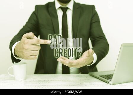 Visualizzazione concettuale domanda di credito non valido. Parola scritta su un segno difettoso di accreditamento dovuto il non pagamento dei prestiti il lavoro dell'ufficio remoto in linea che presenta il commercio Foto Stock