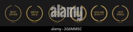 Migliore offerta Golden alloro wreath etichetta set Illustrazione Vettoriale