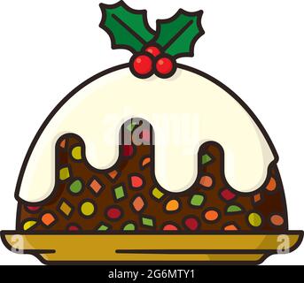 Torta di frutta di Natale illustrazione vettoriale isolata per la torta di frutta giorno il 27 dicembre. Illustrazione Vettoriale