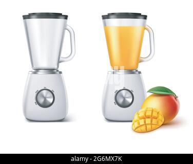 Set di frullatore per centrifuga realistico. Illustrazione Vettoriale