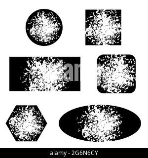 Forme di distruzione quadrate e a cerchio isolate su sfondo bianco. Set di striscioni Illustrazione Vettoriale