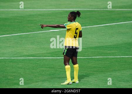 Houston, Stati Uniti. 10 Giugno 2021. Durante la partita amichevole internazionale delle donne tra Giamaica e Nigeria al BBVA Stadium di Houston, Texas, USA. (NESSUN USO COMMERCIALE) credito: SPP Sport Press Photo. /Alamy Live News Foto Stock