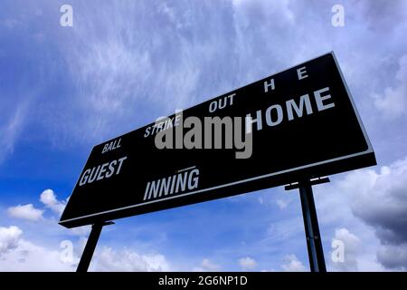 Punteggio del gioco del gioco del gioco del tabellone del punteggio del baseball Foto Stock