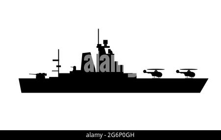 Singolo di sagome di navi da guerra per il design e. Illustrazione Vettoriale
