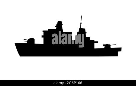 Singolo di sagome di navi da guerra per il design e. Illustrazione Vettoriale