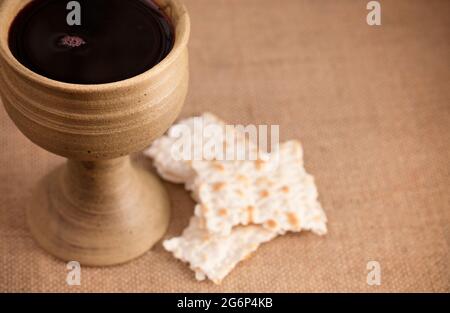 La Santa comunione o la cena dei Signori simboli di Gesù Cristo Foto Stock