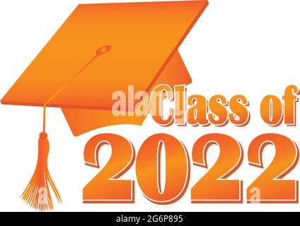 Tappo graduato arancione classe 2022 Illustrazione Vettoriale