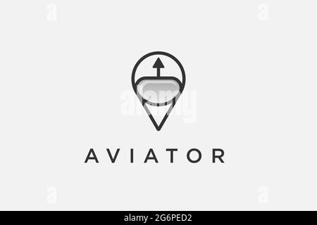 design del logo aviator. centro di addestramento per l'aviazione. club. gioco . applicazione. icona casco sport.pilot per illustrazione del modello di design del logo aviator Illustrazione Vettoriale