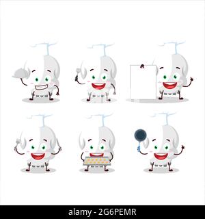 Personaggio cartoon di cranio con varie emoticon chef. Illustrazione vettoriale Illustrazione Vettoriale