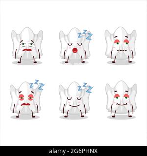 Personaggio cartoon di bianco fantasma con espressione sonnolenta. Illustrazione vettoriale Illustrazione Vettoriale