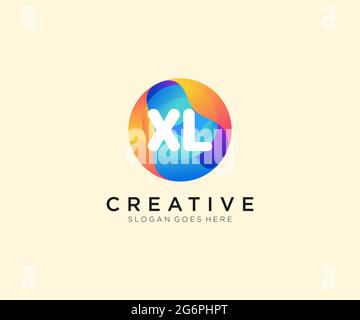 Logo iniziale XL con modello cerchio colorato Illustrazione Vettoriale